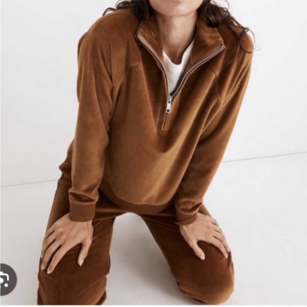 NWT Madewell MWL Rust Brown Velour Pullover Size XS